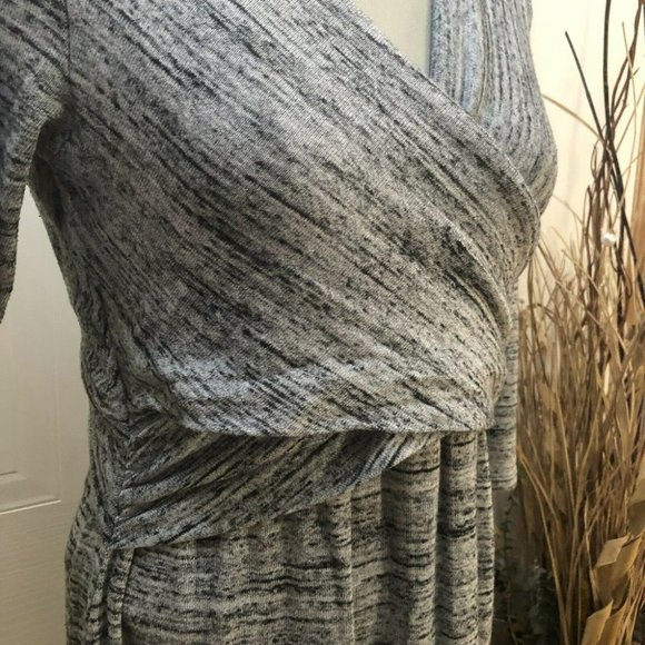 AMADI Anthropologie Lola Cross Wrap Knit Dress Light Gray Size Large - Picture 6 of 12